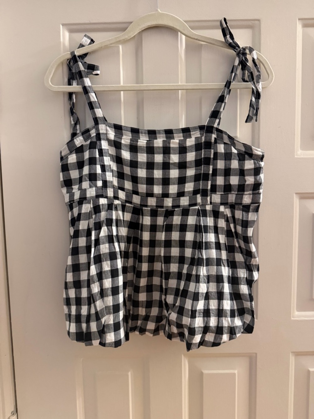 Old Navy Black and White Gingham Tie-Shoulder Camisole